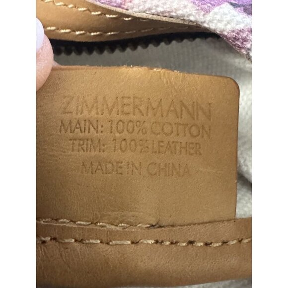 Zimmermann Leather trimmed midnight blue floral print canvas clutch handbag - Picture 5 of 8